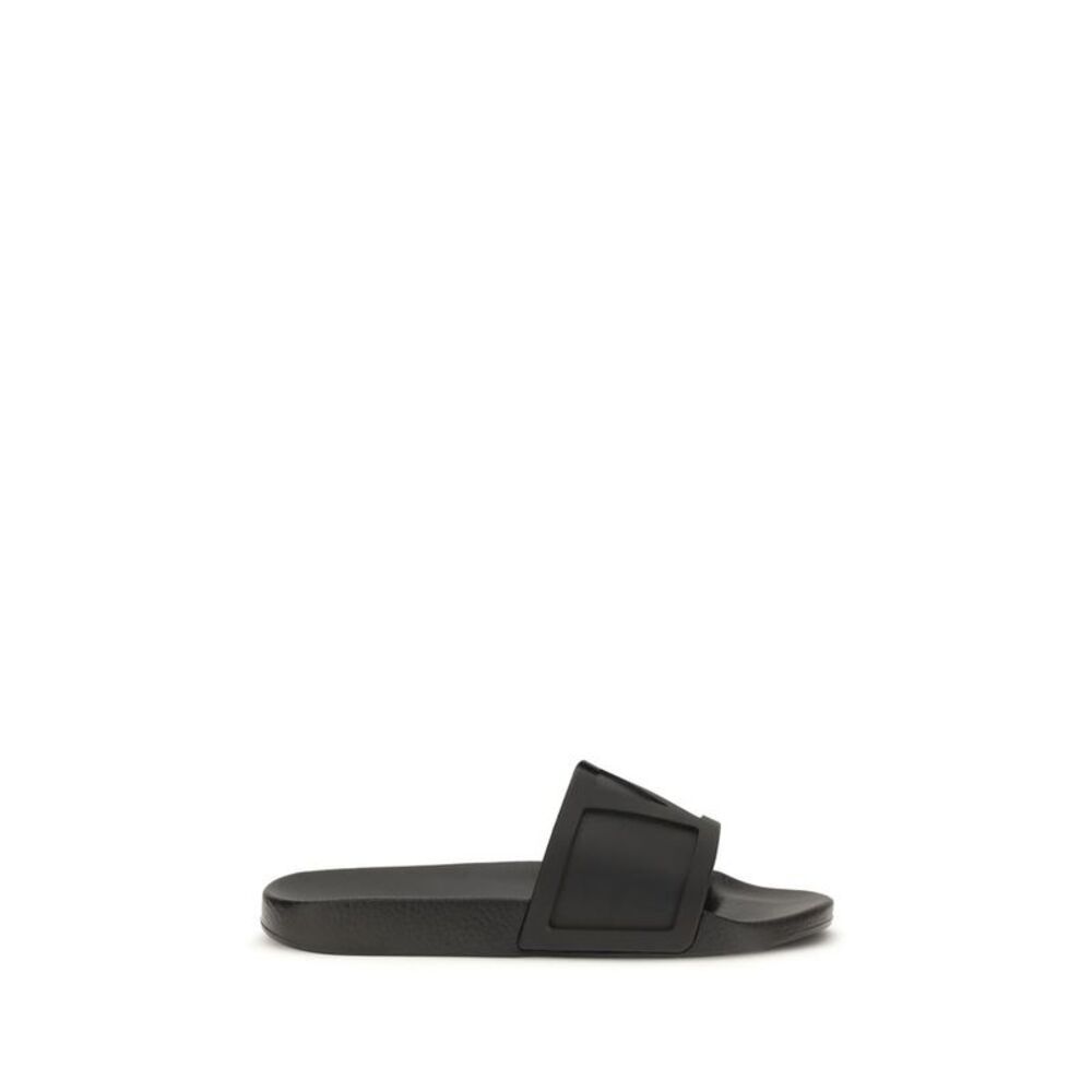 Valentino Garavani Black Rubber Flat Men's Sandals